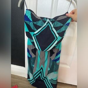 Express Strapless Dress in Blue and Black